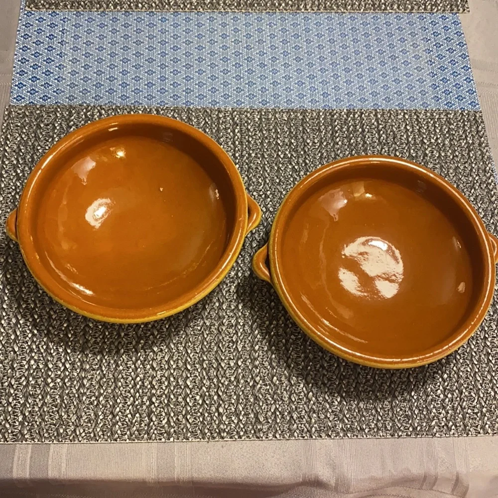 Clay Ceramic Mustard/Brown Clay Bowls Set 6 3/4”